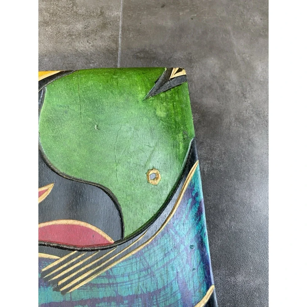Tropical Fish Hand Painted Wooden Serving Bowl